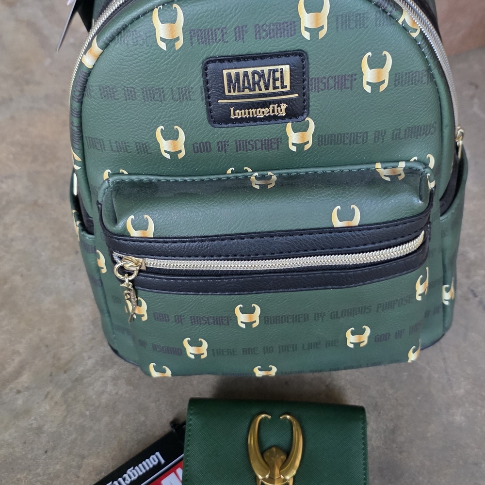 Marvel Green and Gold Loki Mini Backpack by Loungefly